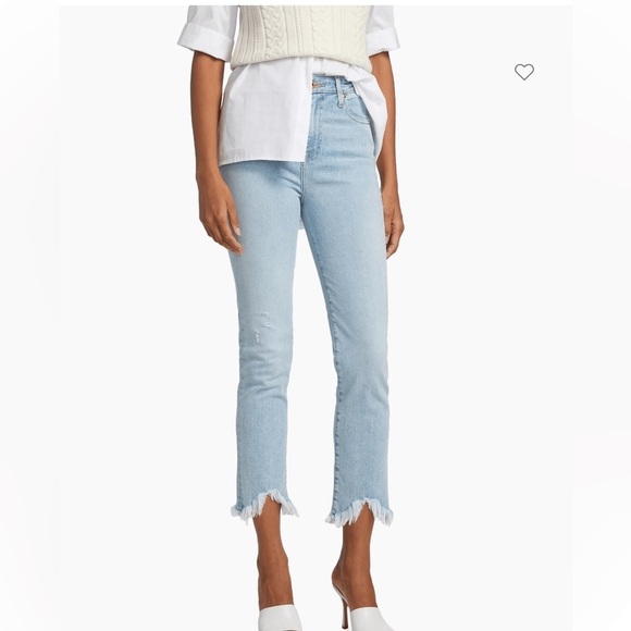 Jonathan Simkhai Denim - Jonathan Simkhai -River high rise, raw edge, crop organic Denim Jeans